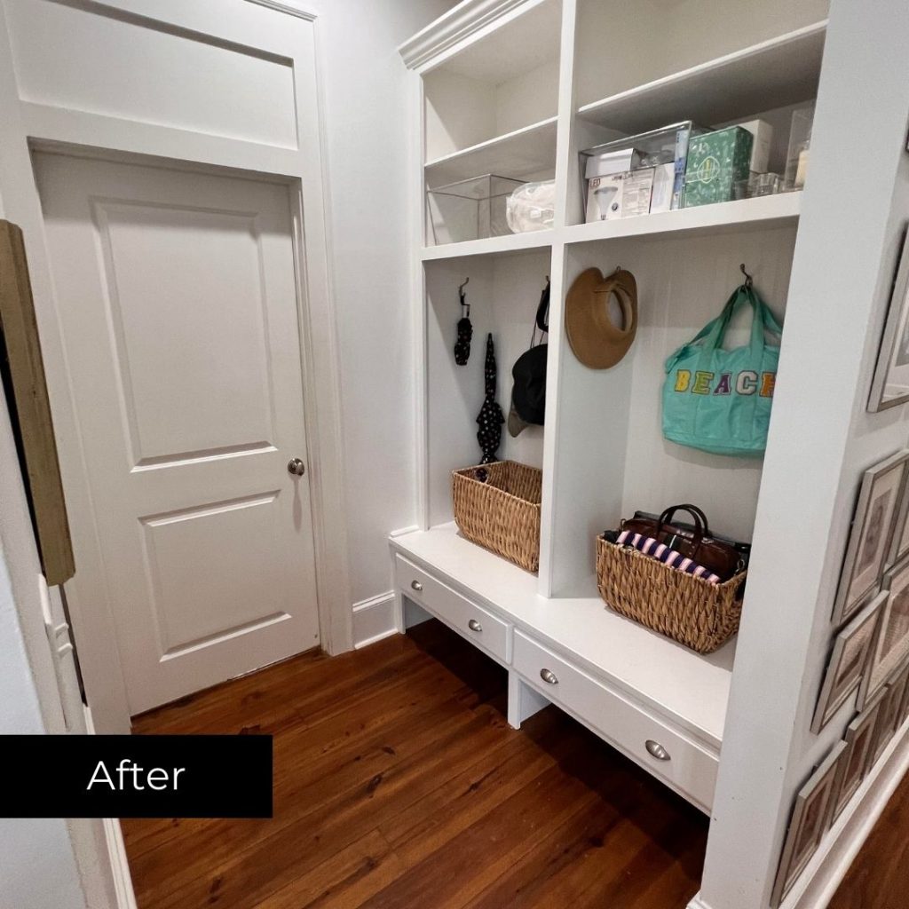 neat mudroom after