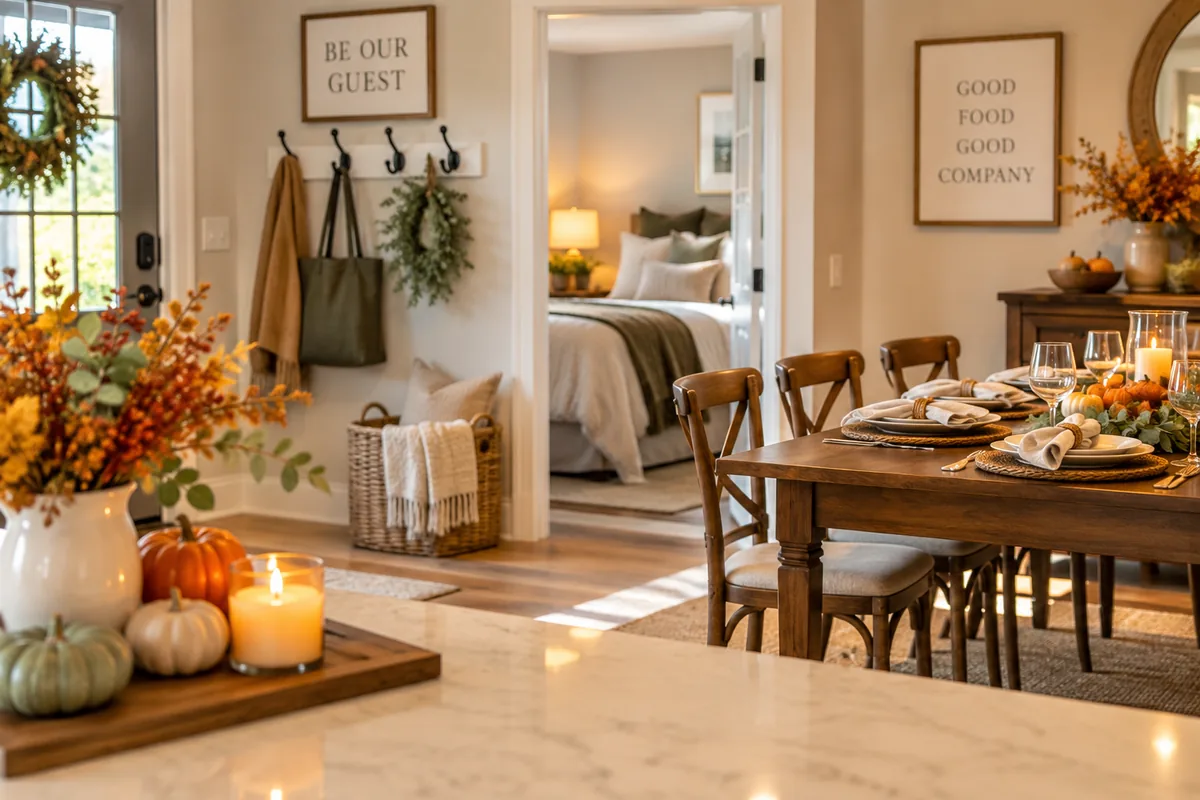 Home reset for holiday hosting with a set dining table and prepared guest room in a Baldwin County home